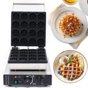 Commercial Belgian Waffle Maker - 16pcs Mini Maker, Nonstick, Stainless Steel